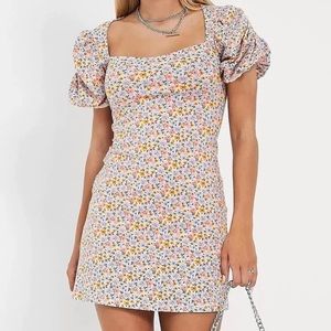 ASOS DESIGN puff sleeve mini dress in ditsy floral